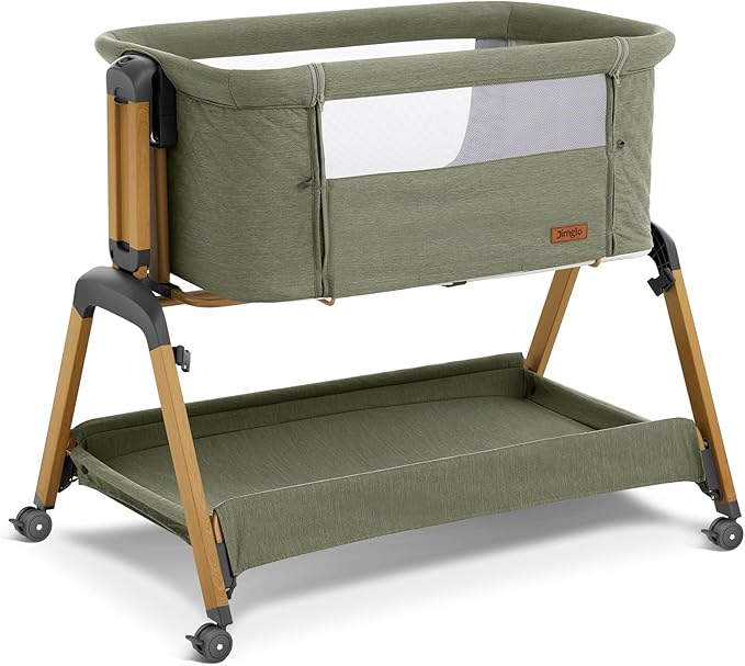 Jimglo 3‑in‑1 Baby Bassinet, Bedside Sleeper & Rocking Bassinet